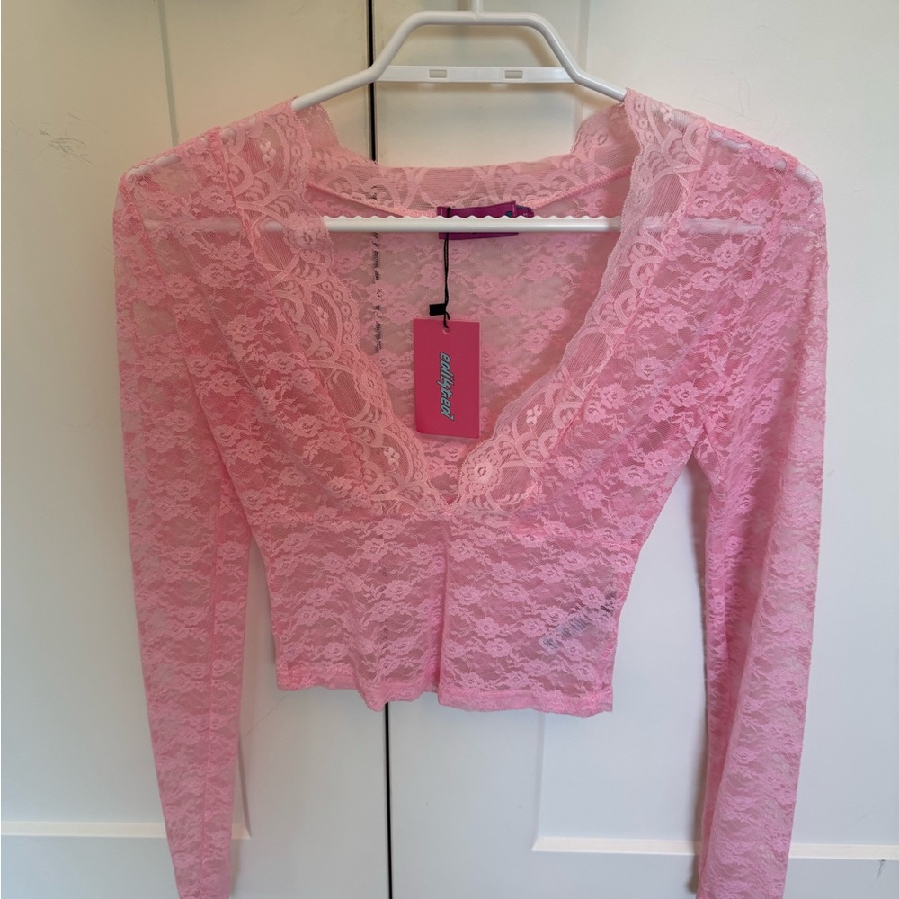Edikted Pink Lace Long Sleeve
